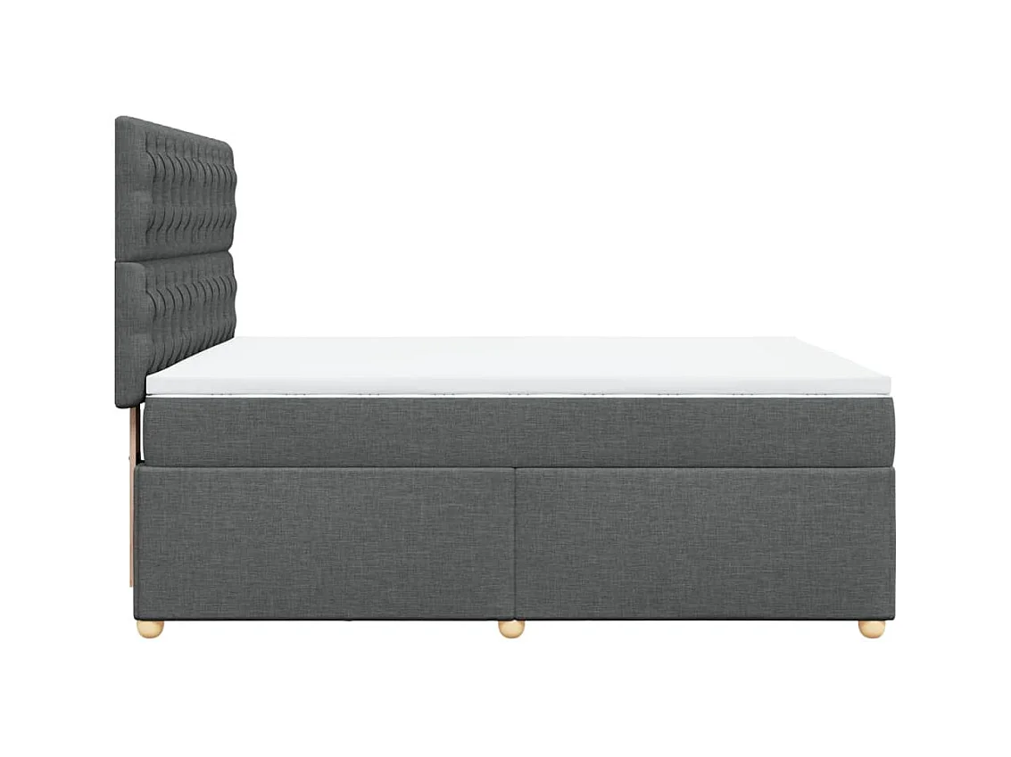 Cama box spring con colchón tela gris oscuro 140x200 cm