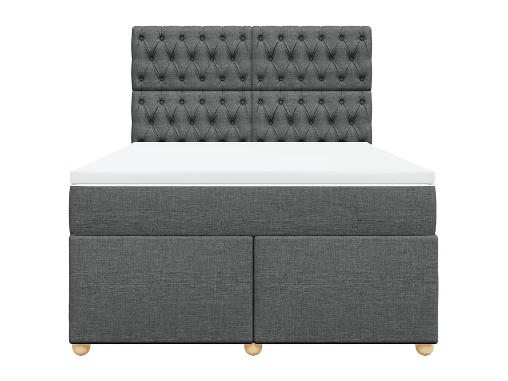 Giroletto a Molle con Materasso Grigio Scuro 140x200cm Tessuto