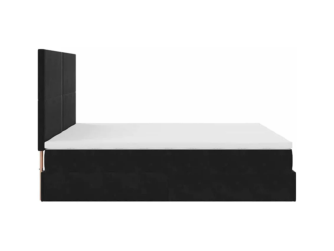 Struttura Letto Pouf con Materassi Nero 160x200 cm in Velluto