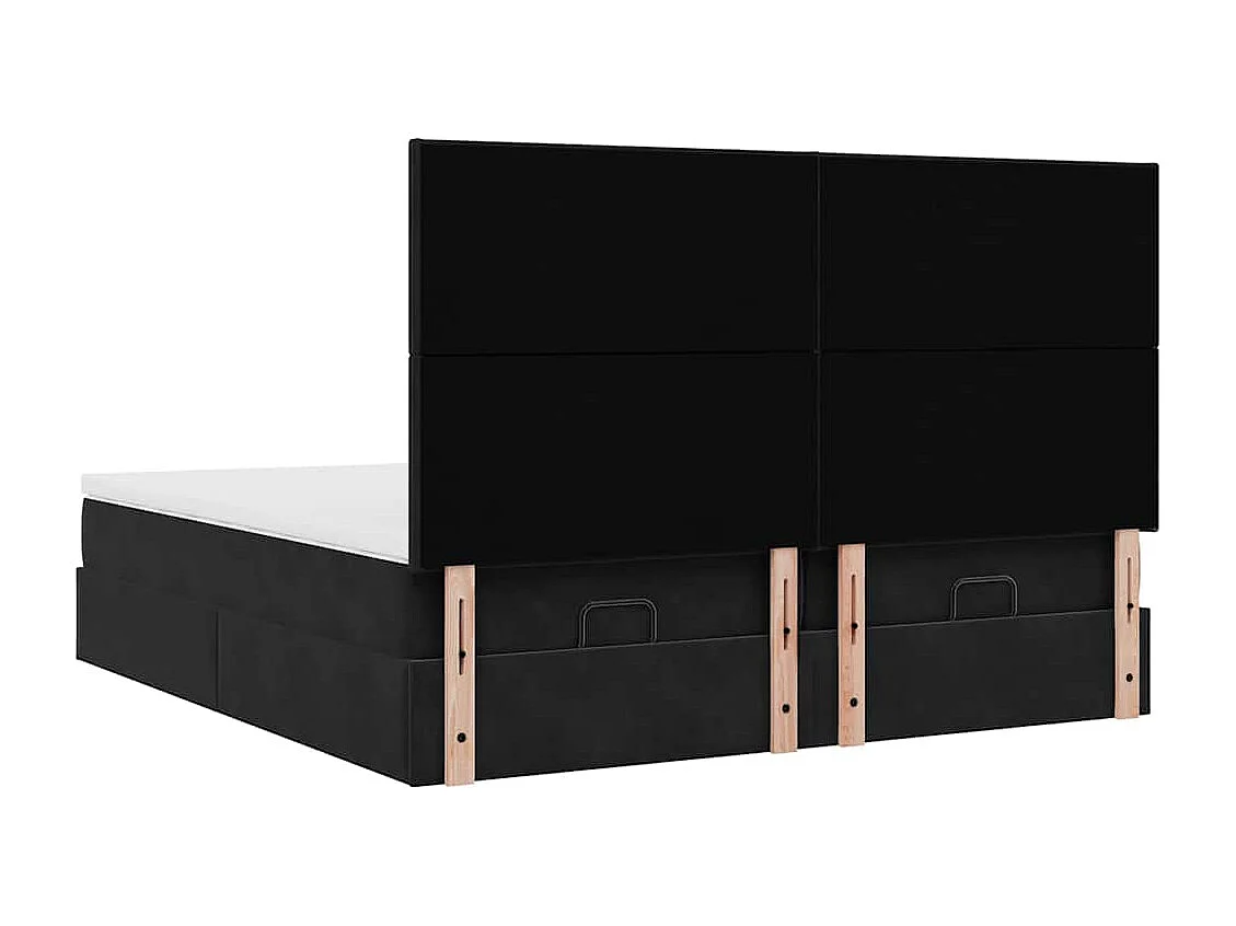 Ottoman-Bett mit Matratzen Schwarz 160x200 cm Samt