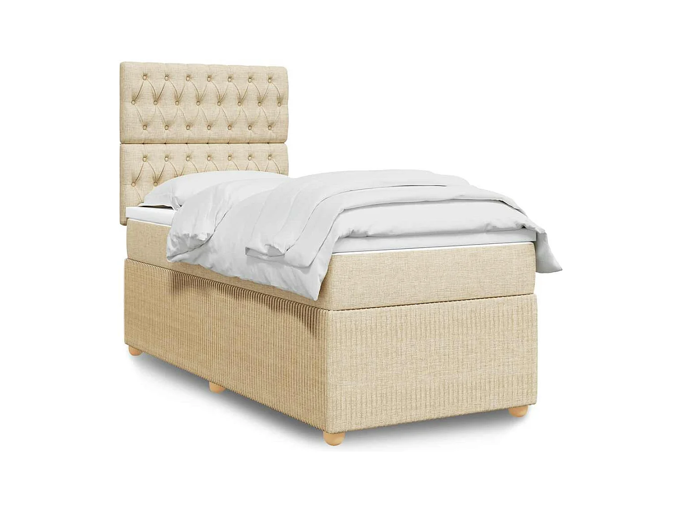 Sommier à lattes de lit avec matelas Crème 90x200 cm Tissu