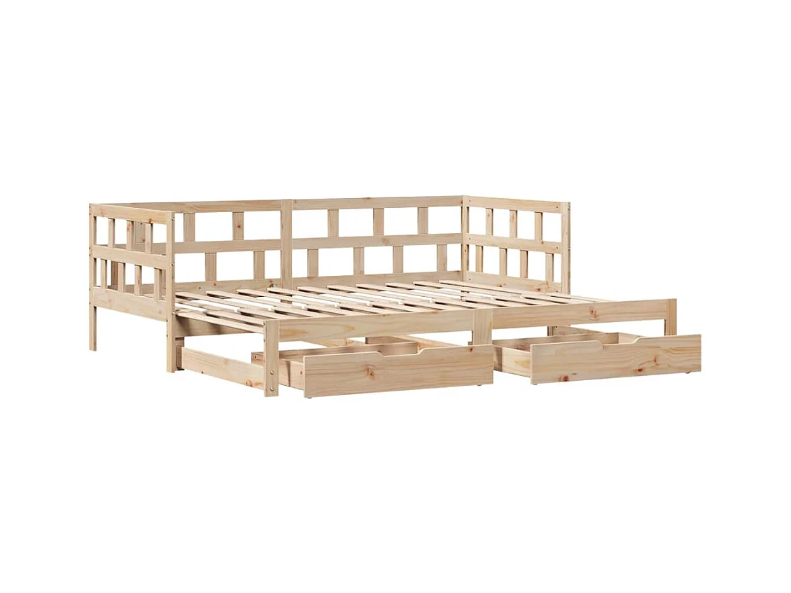 Tagesbett Ausziehbar mit Schubladen ohne Matratze 90x200 cm