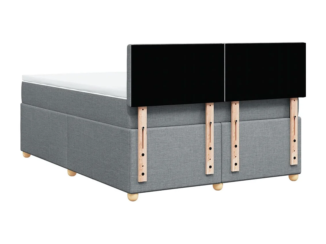Cama box spring con colchón tela gris claro 140x190 cm