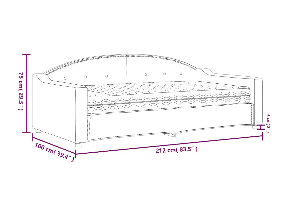 Slaapbank met matras 90x190 cm stof donkergrijs