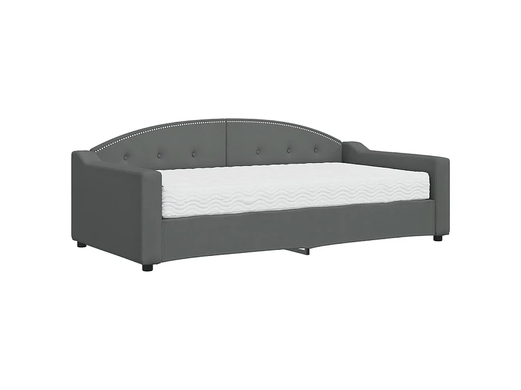 Divano Letto con Materasso Grigio Scuro 90x190 cm in Tessuto