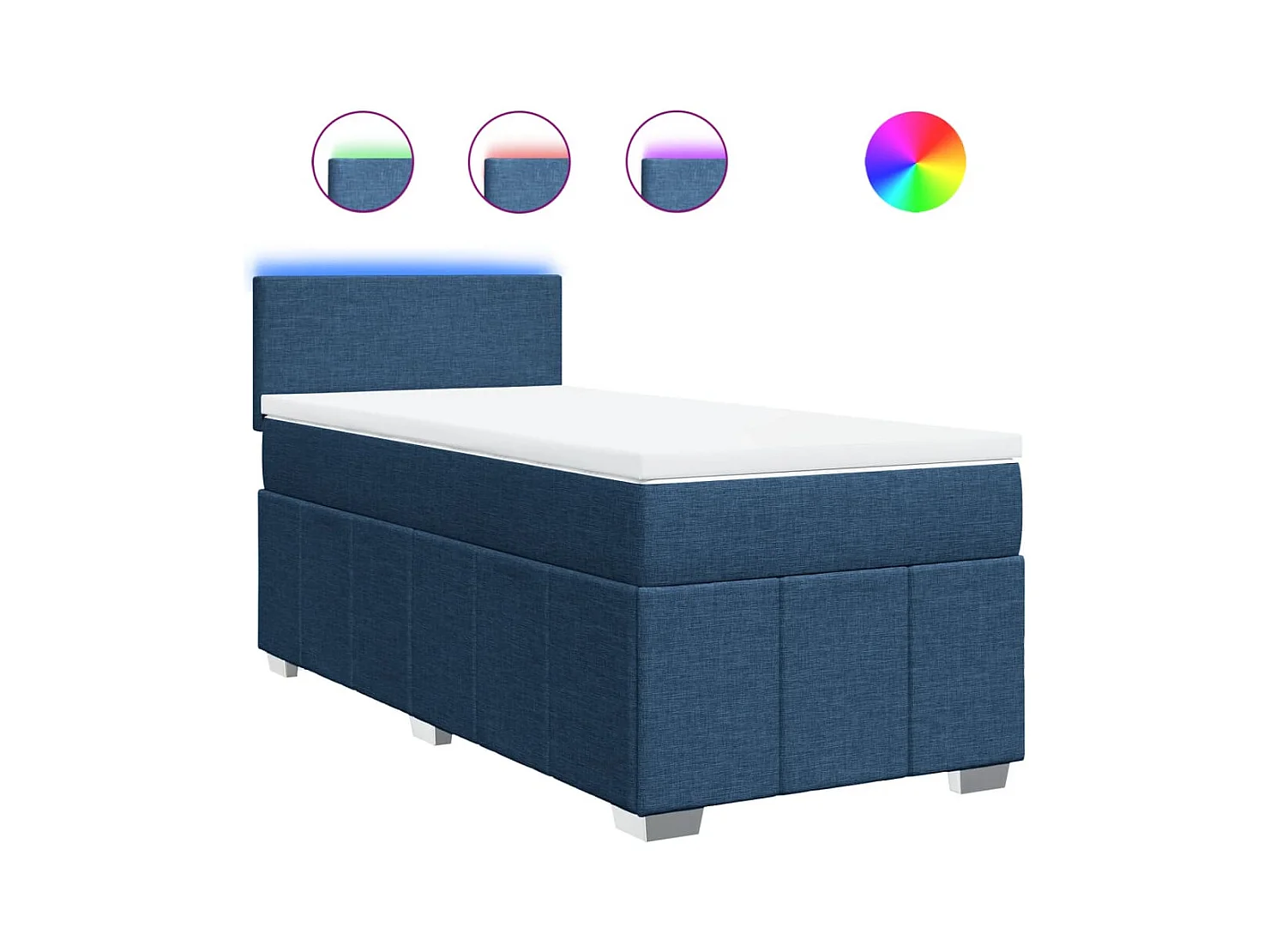 Boxspringbett mit Matratze Blau 90x200 cm Stoff