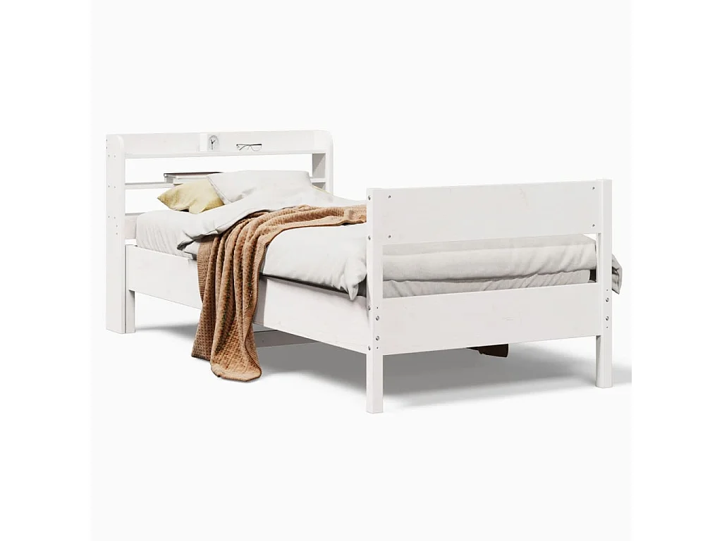 Cadre de lit sans matelas blanc 90x200 cm bois de pin massif