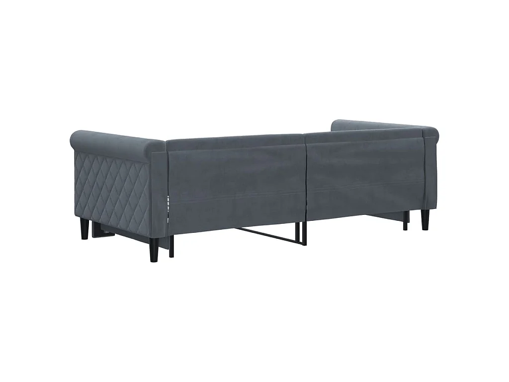 Slaapbank met onderschuifbed 90x190 cm fluweel donkergrijs