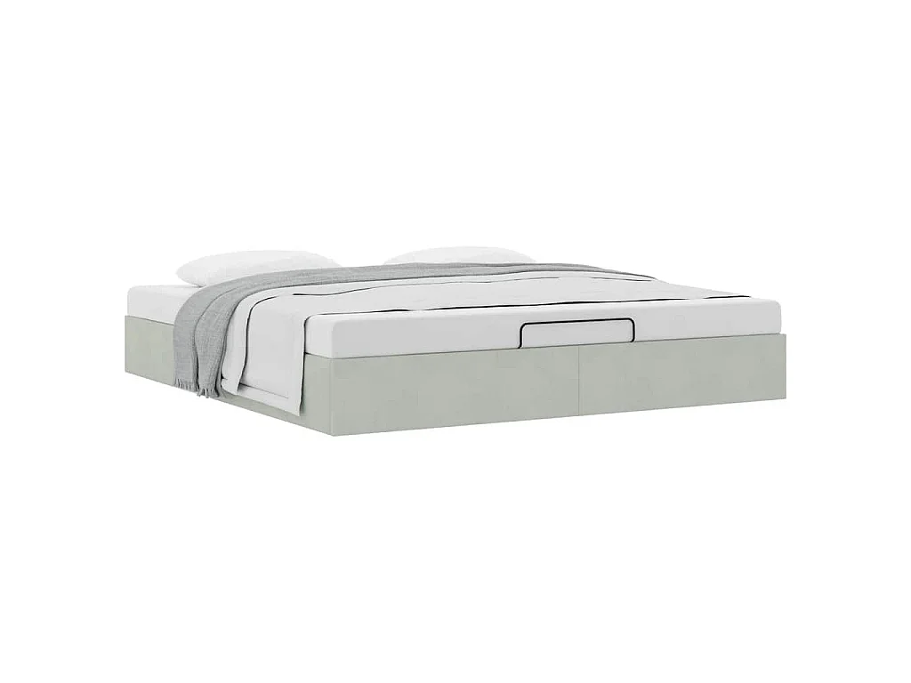 Ottoman bedframe zonder matras 180x200 cm fluweel lichtgrijs