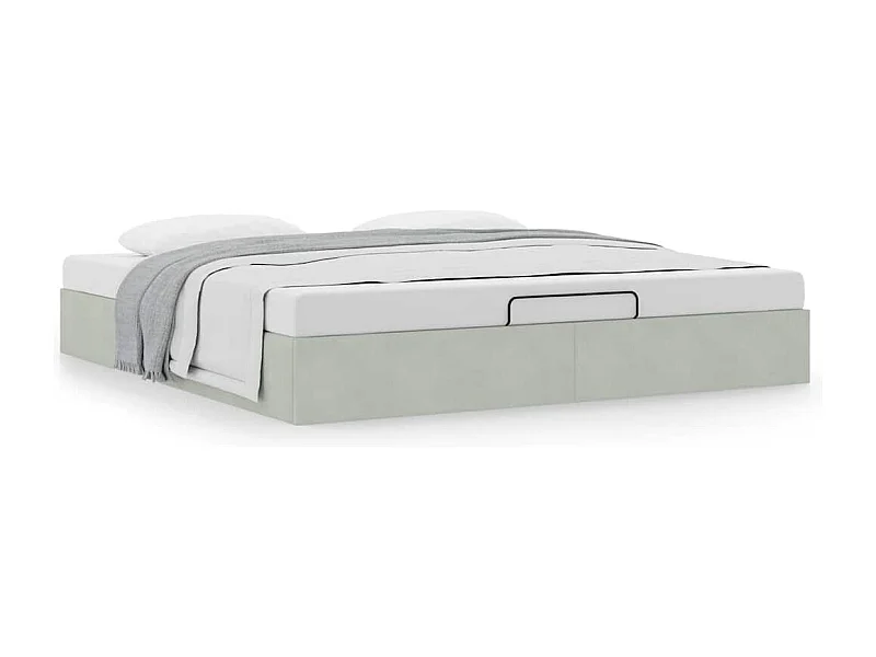 Ottoman-Bett ohne Matratze Hellgrau 180x200 cm Samt