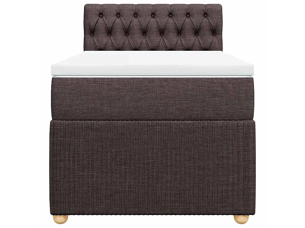 Cama box spring con colchón tela marrón oscuro 100x200 cm