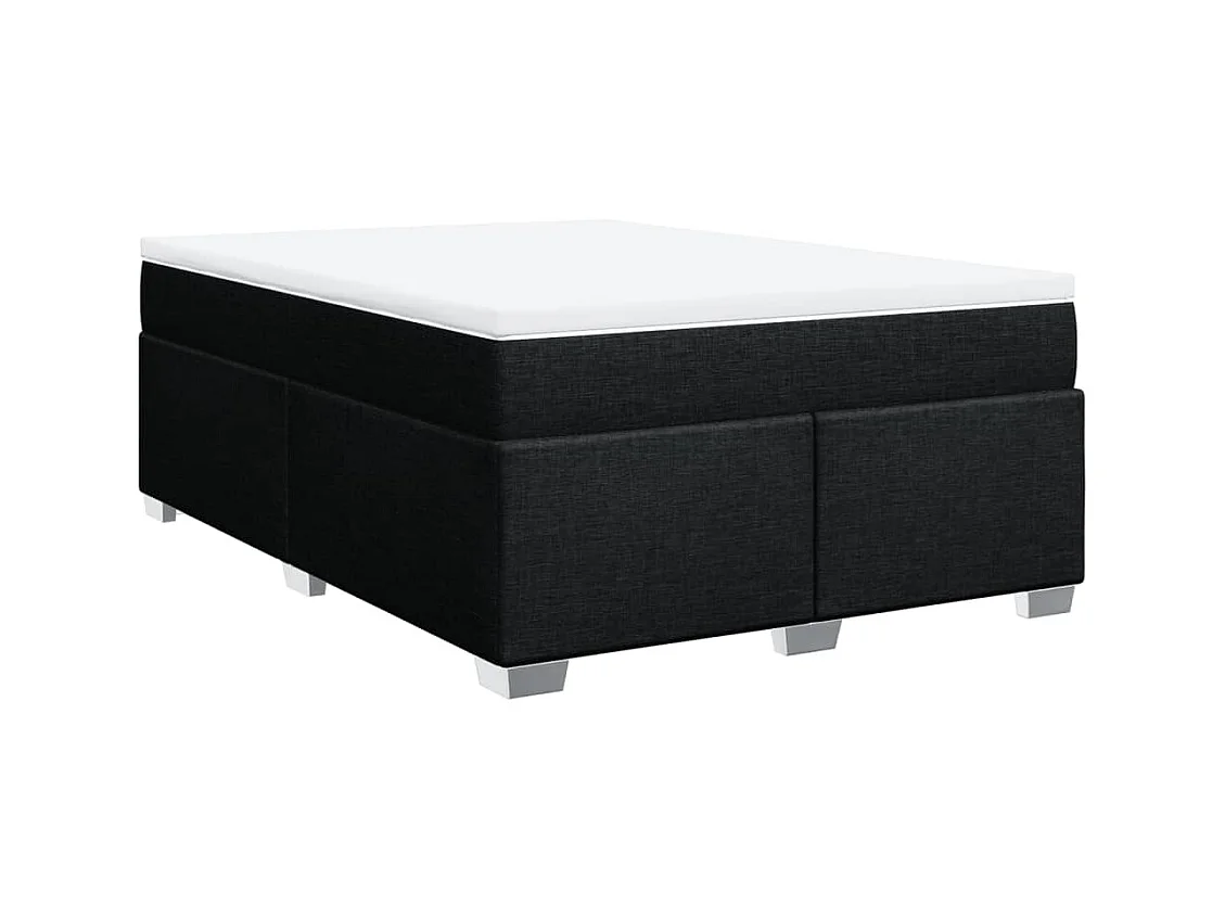 Sommier à lattes de lit avec matelas Noir 140x190 cm Tissu