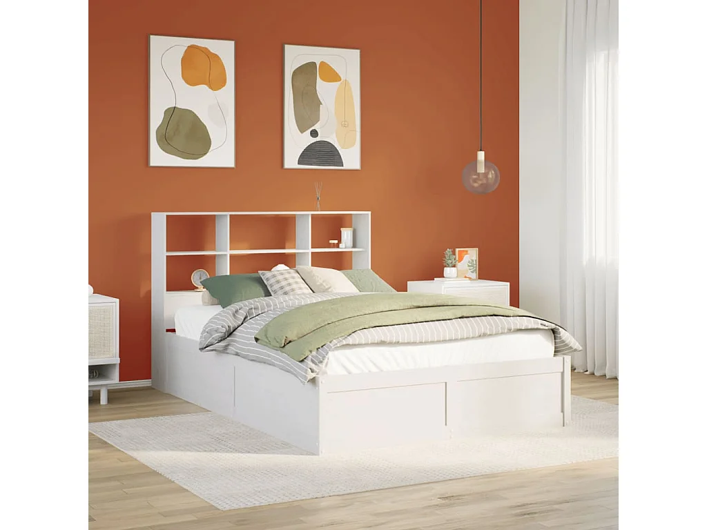 Cadre de lit sans matelas blanc 140x190 cm bois de pin massif