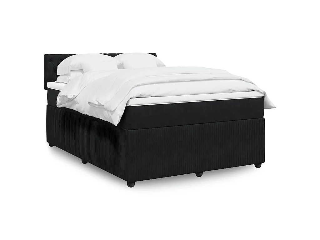 Cama com molas/colchão 140x190 cm veludo preto