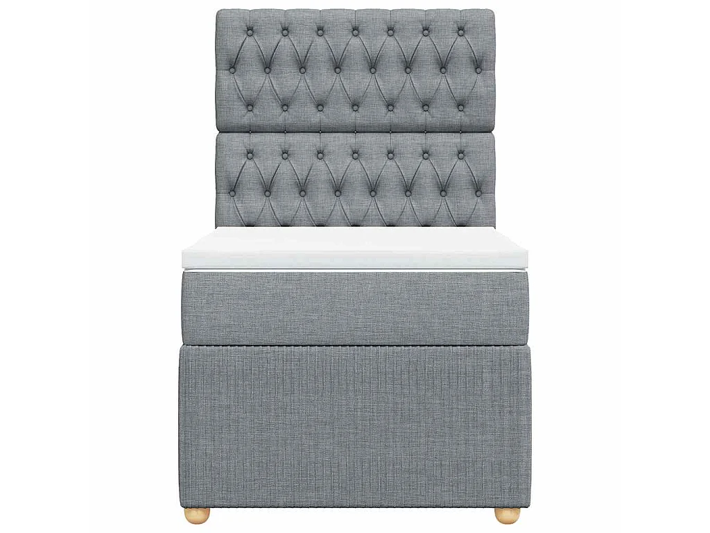 Cama box spring con colchón tela gris claro 100x200 cm