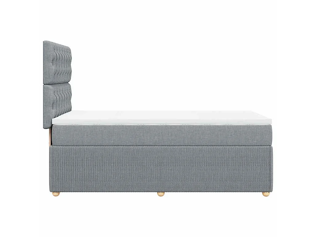 Cama box spring con colchón tela gris claro 100x200 cm