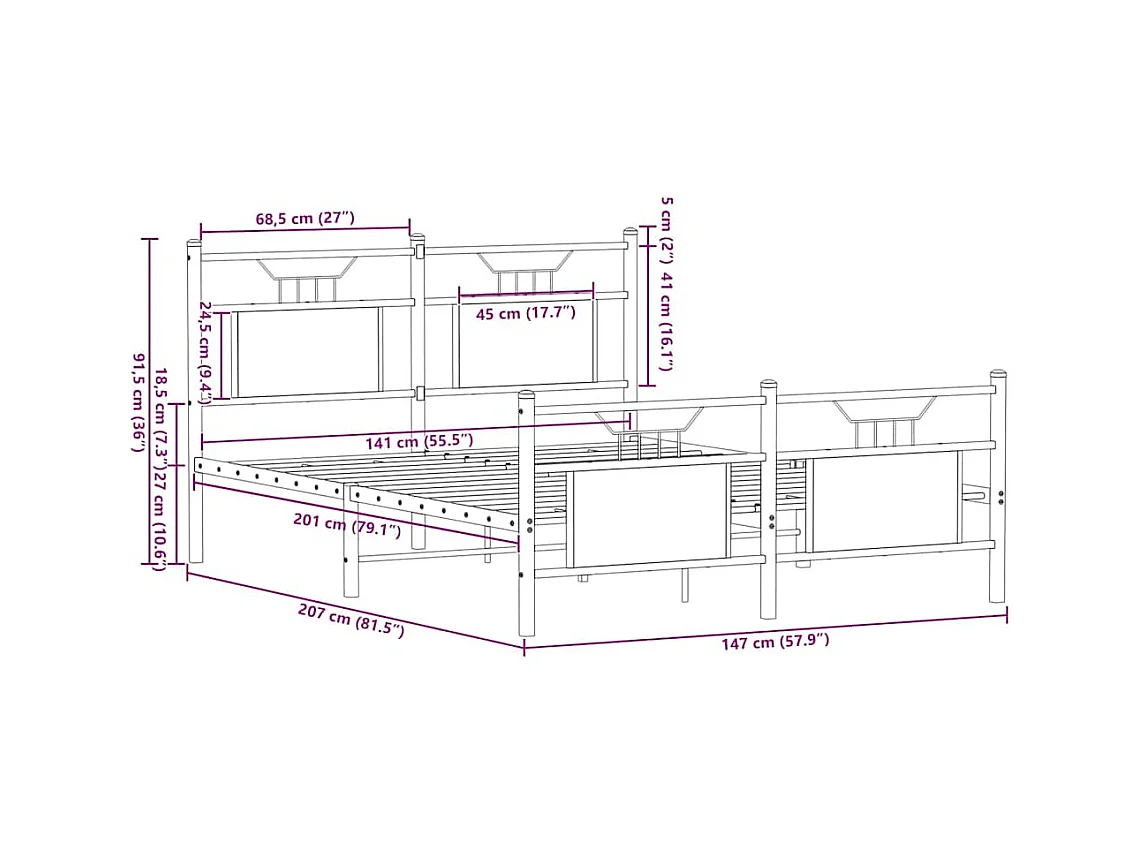 Bettgestell ohne Matratze Sonoma-Eiche 140x200 cm Holzwerkstoff
