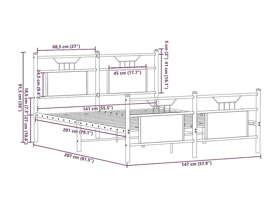 Bedframe zonder matras hout sonoma eikenkleurig 140x200 cm
