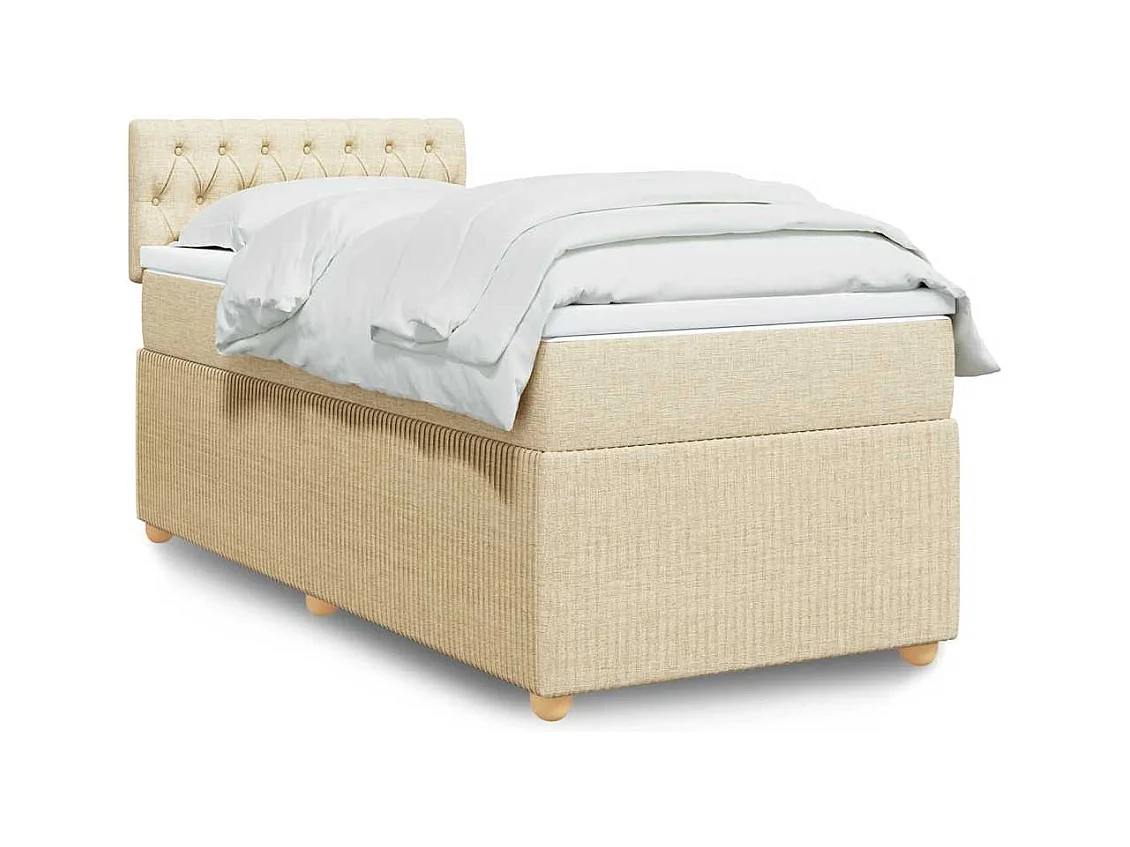 Sommier à lattes de lit avec matelas Crème 100x200 cm Tissu