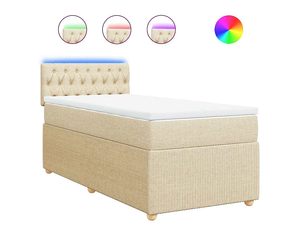 Boxspring met matras stof crèmekleurig 100x200 cm