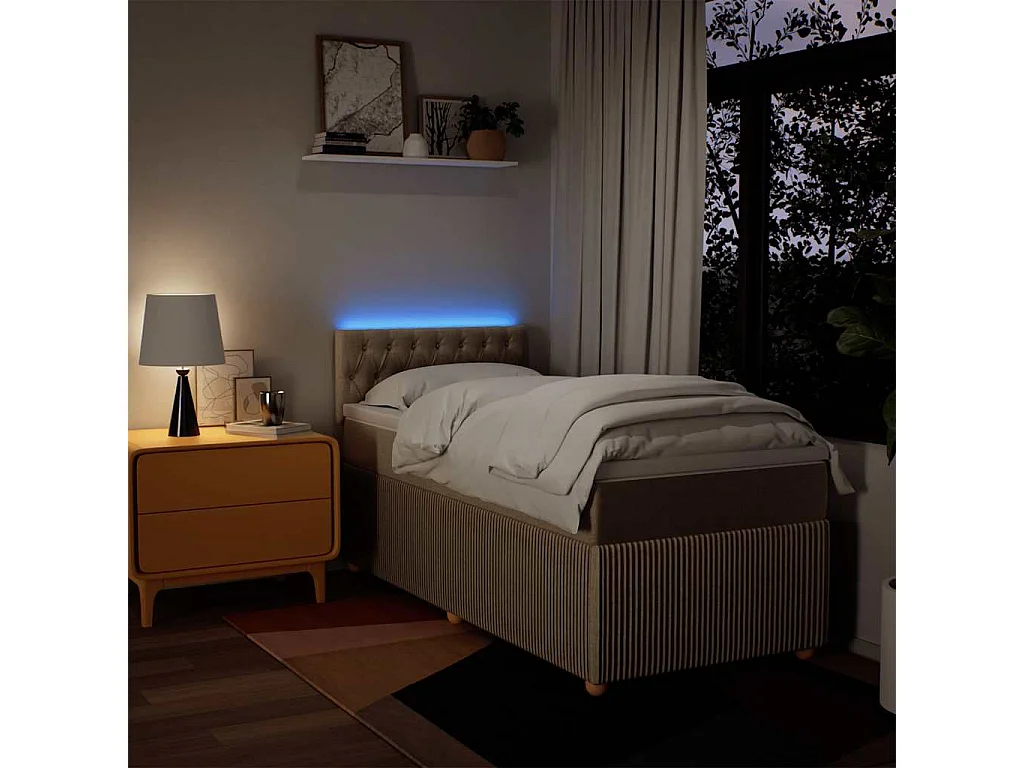 Boxspring met matras stof crèmekleurig 100x200 cm