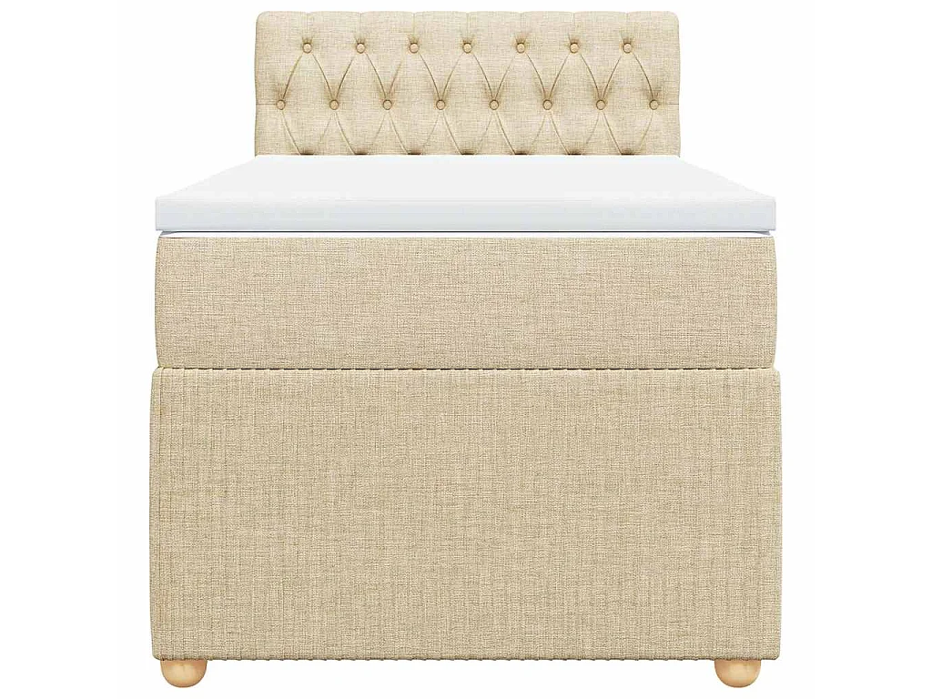 Boxspring met matras stof crèmekleurig 100x200 cm