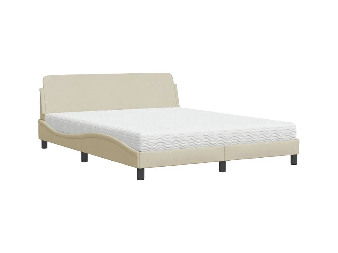 Lit avec matelas crème 160x200 cm tissu