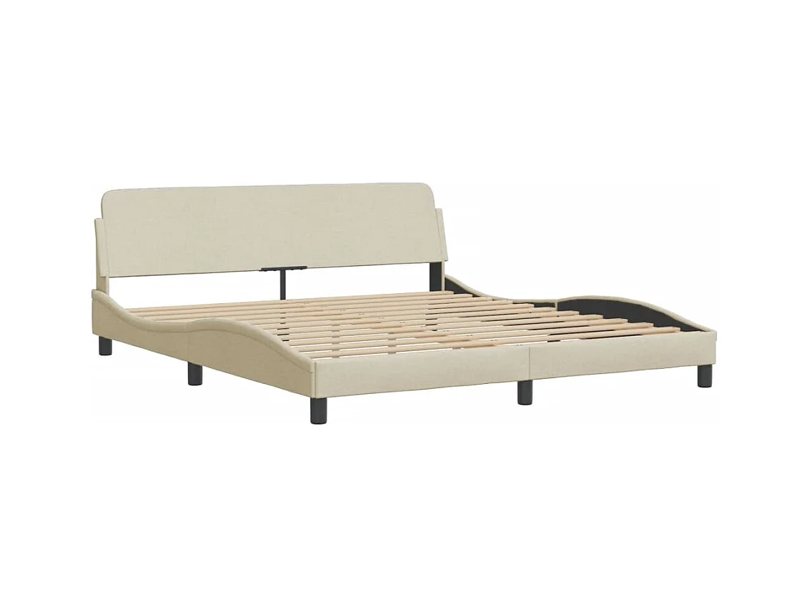Lit avec matelas crème 160x200 cm tissu