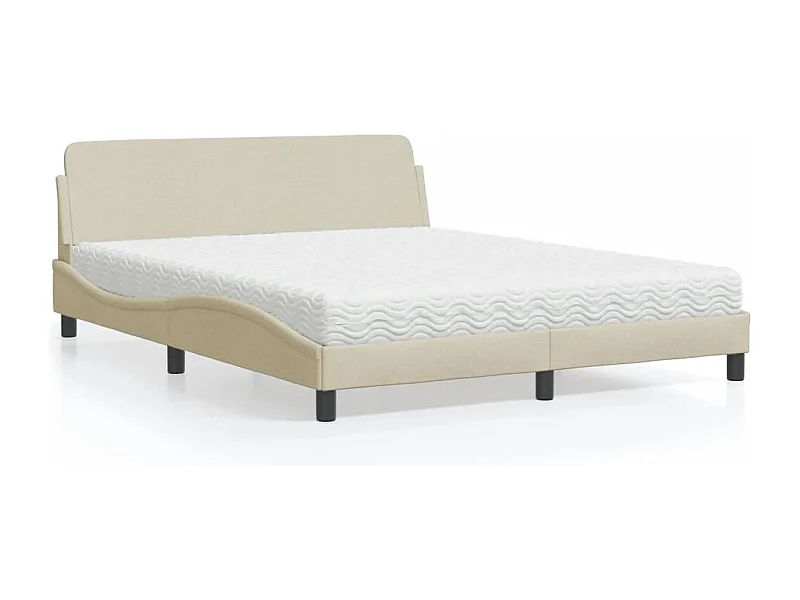 Lit avec matelas Dover crème 160x200 cm tissu