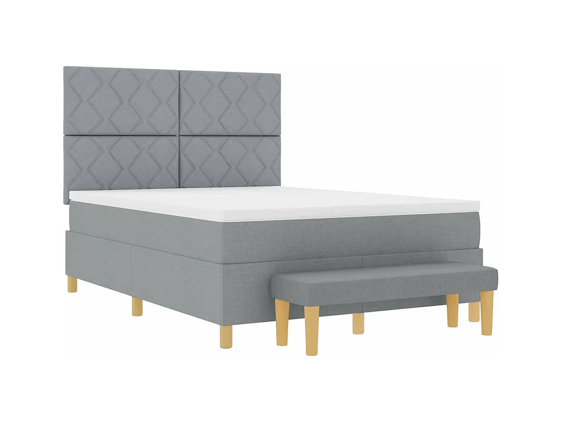 Lit à ressorts avec matelas Gris clair 140 x 200 cm tissu