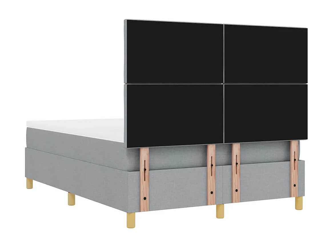 Lit à ressorts avec matelas Gris clair 140 x 200 cm tissu