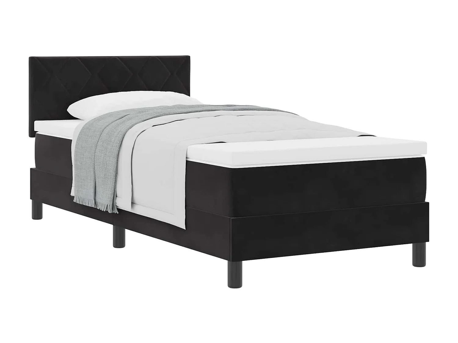 Letto a molle con materasso Nero 90 x 190 cm Velluto