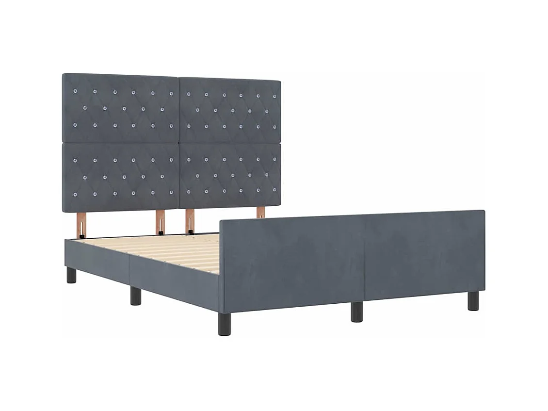 Cadre de lit avec tête de lit Gris foncé 140 x 200 cm Velours