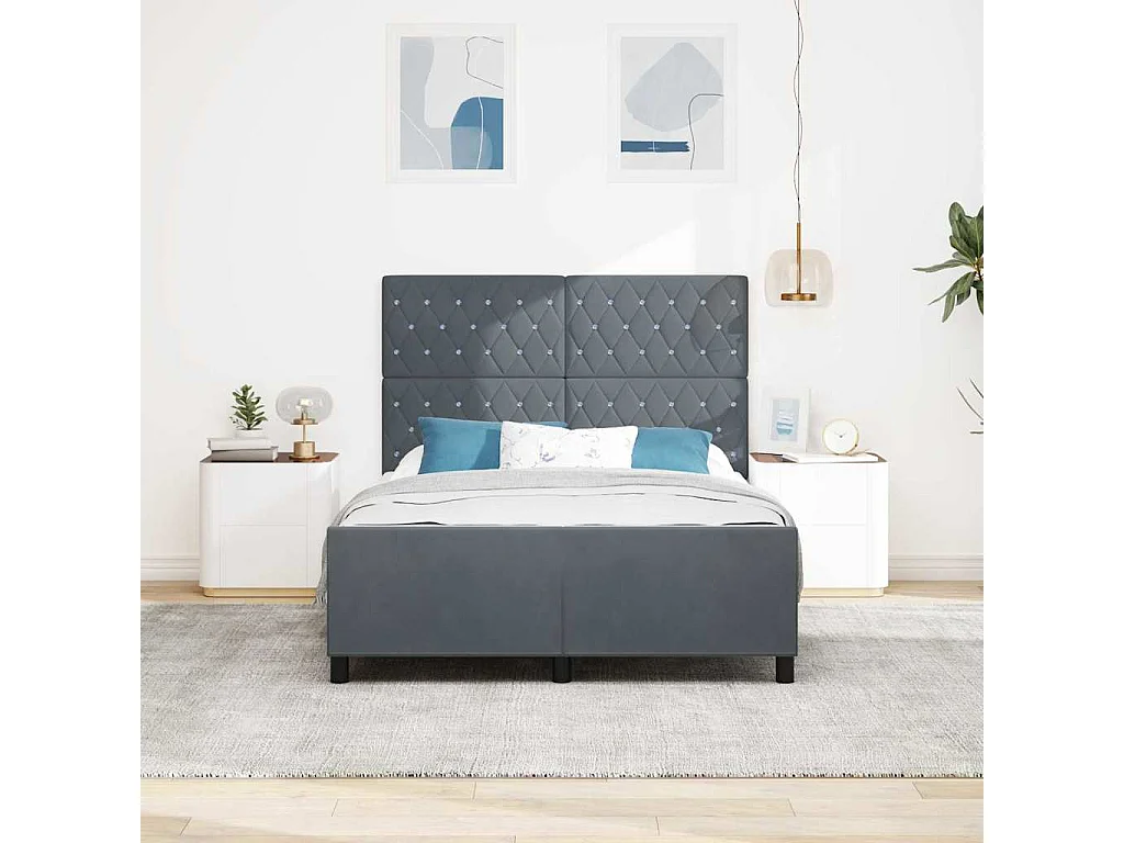 Boxspringbed met hoofdeinde Donkergrijs 140 x 200 cm Fluweel