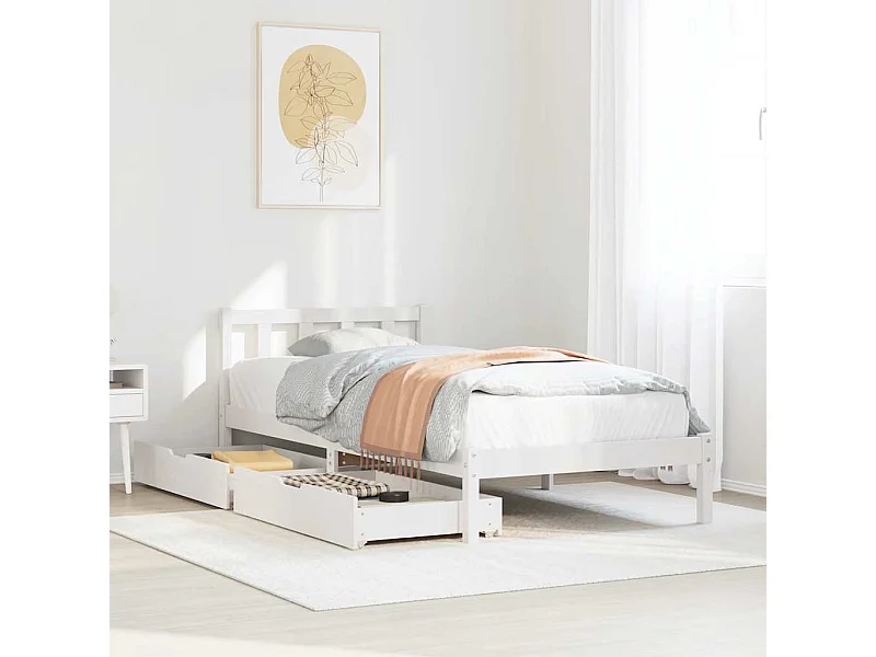 Letto senza Materasso Bianco 90x200 cm Legno Massello di Pino