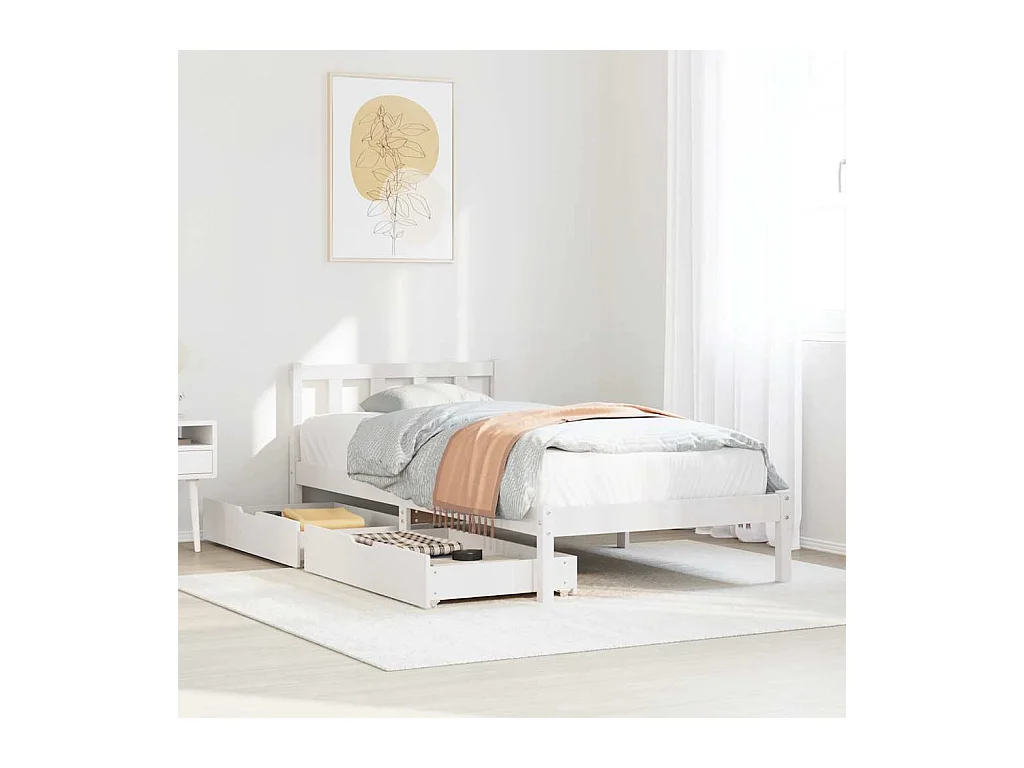 Cadre de lit sans matelas blanc 90x200 cm bois de pin massif