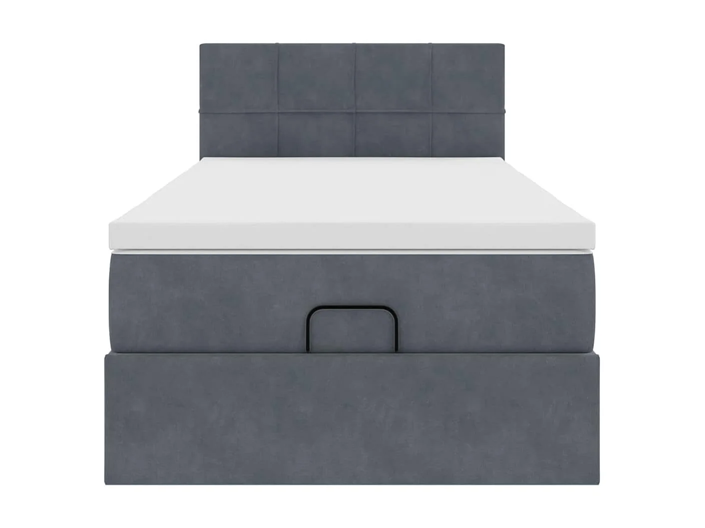 Cadre de lit ottoman et matelas gris foncé 90x200 cm velours