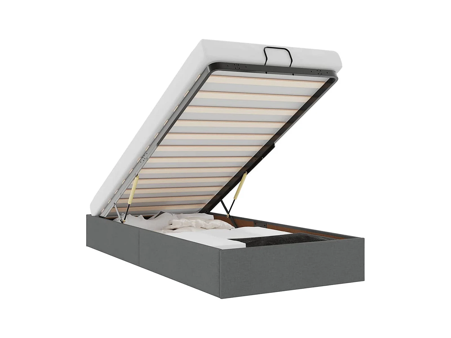 Ottoman-Bett ohne Matratze Dunkelgrau 100x200 cm Stoff