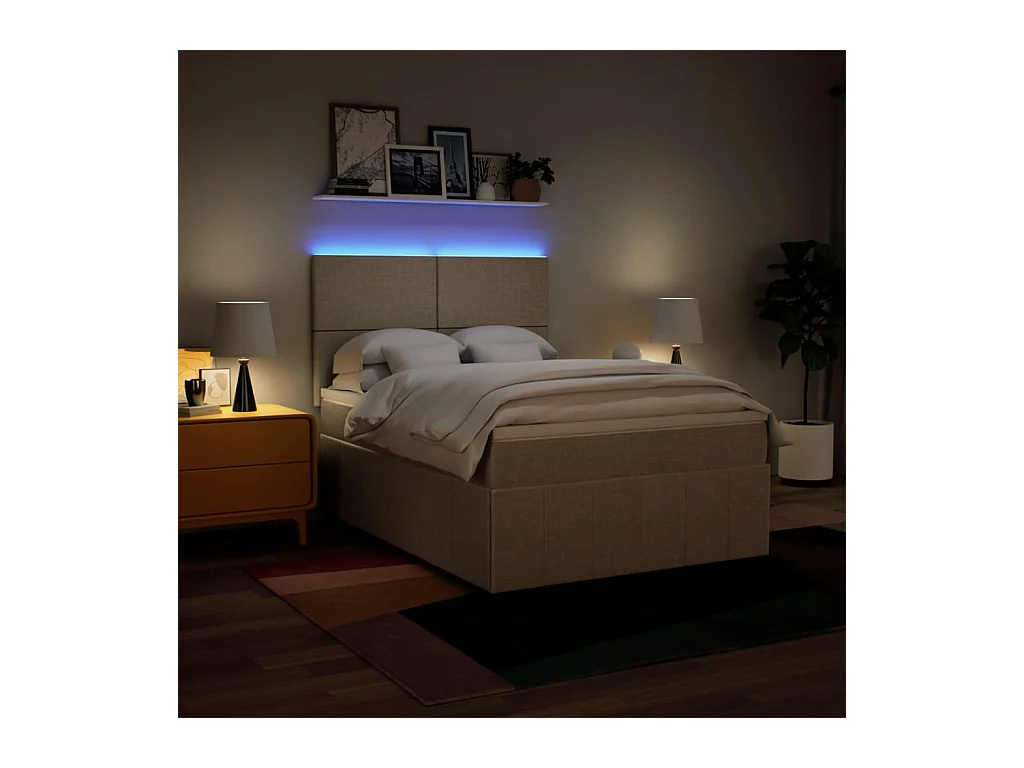 Sommier à lattes de lit avec matelas Crème 160x200 cm Tissu