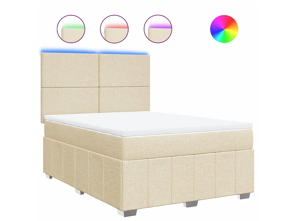 Boxspring met matras stof crèmekleurig 160x200 cm