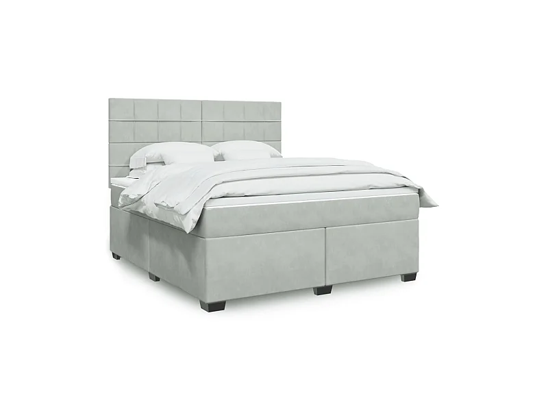 Sommier à lattes de lit et matelas Gris clair 180x200cm Velours