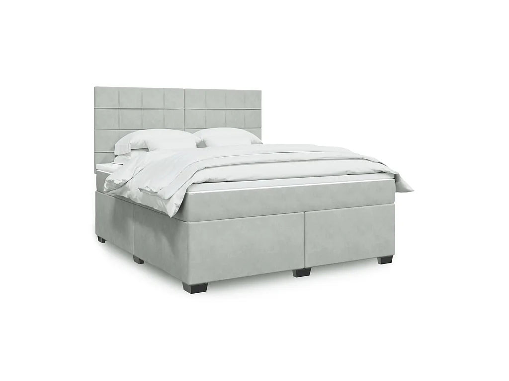 Sommier à lattes de lit et matelas Gris clair 180x200cm Velours