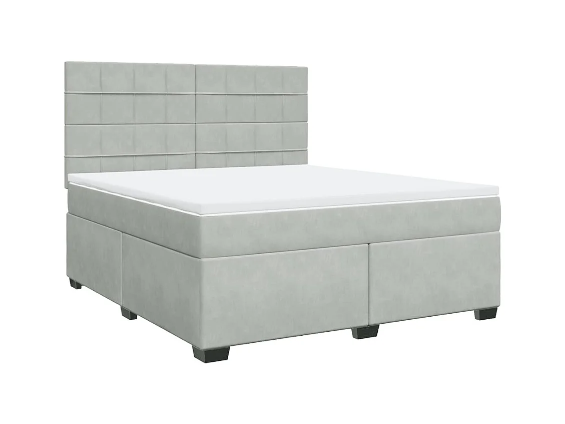 Sommier à lattes de lit et matelas Gris clair 180x200cm Velours