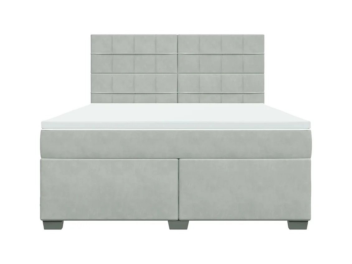 Sommier à lattes de lit et matelas Gris clair 180x200cm Velours