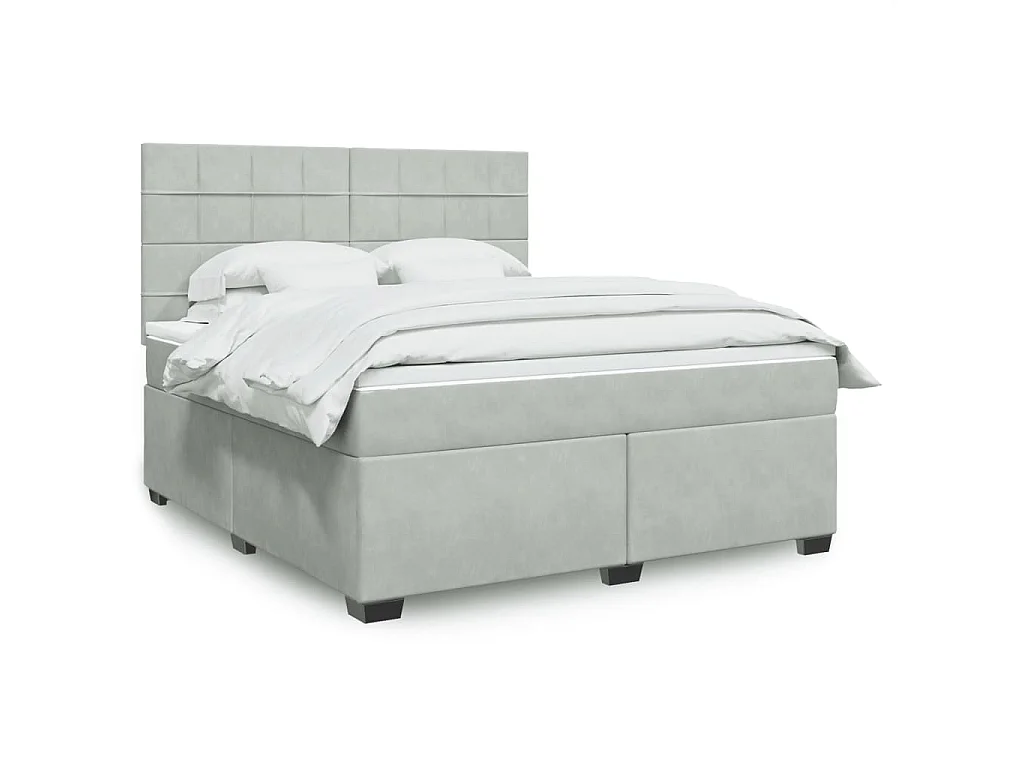 Boxspringbett mit Matratze Hellgrau 180x200 cm Samt
