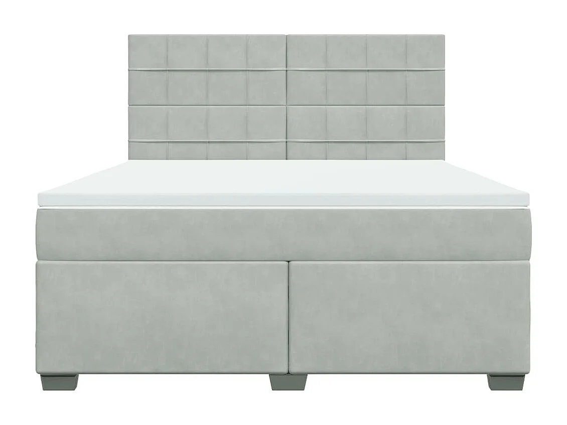 Boxspringbett mit Matratze Hellgrau 180x200 cm Samt