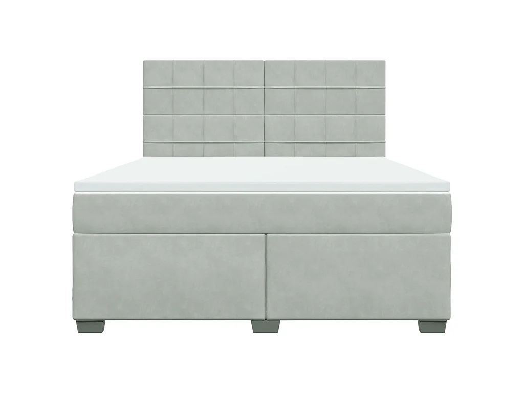 Boxspring met matras fluweel lichtgrijs 180x200 cm