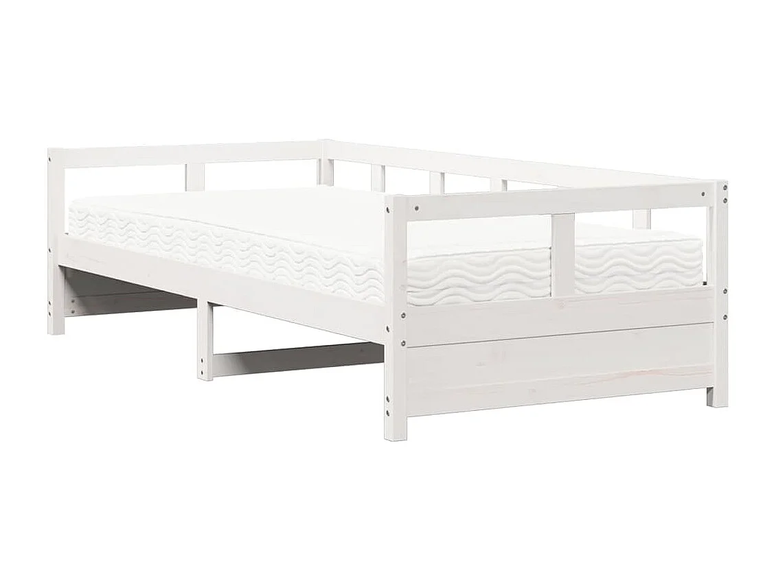 Sofá-cama com colchão 90x200 cm madeira de pinho maciça branco