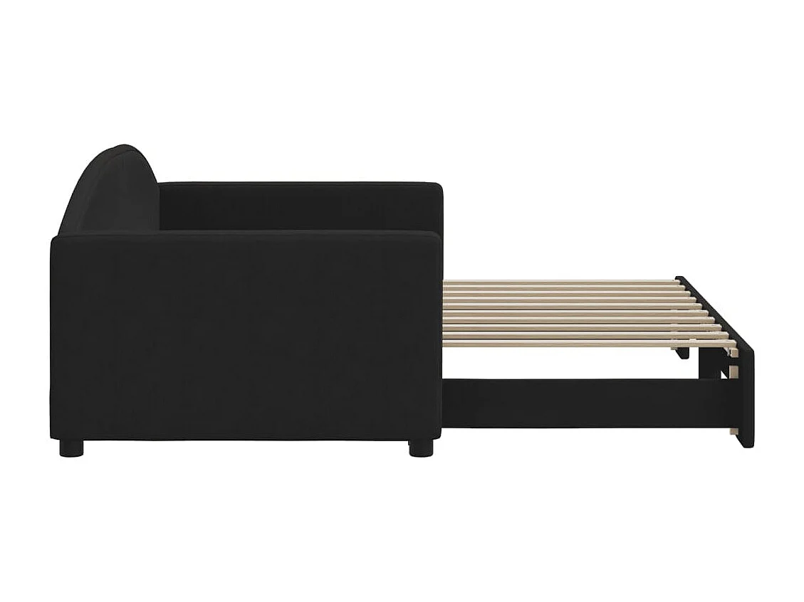 Tagesbett Ausziehbar Schwarz 90x190 cm Stoff