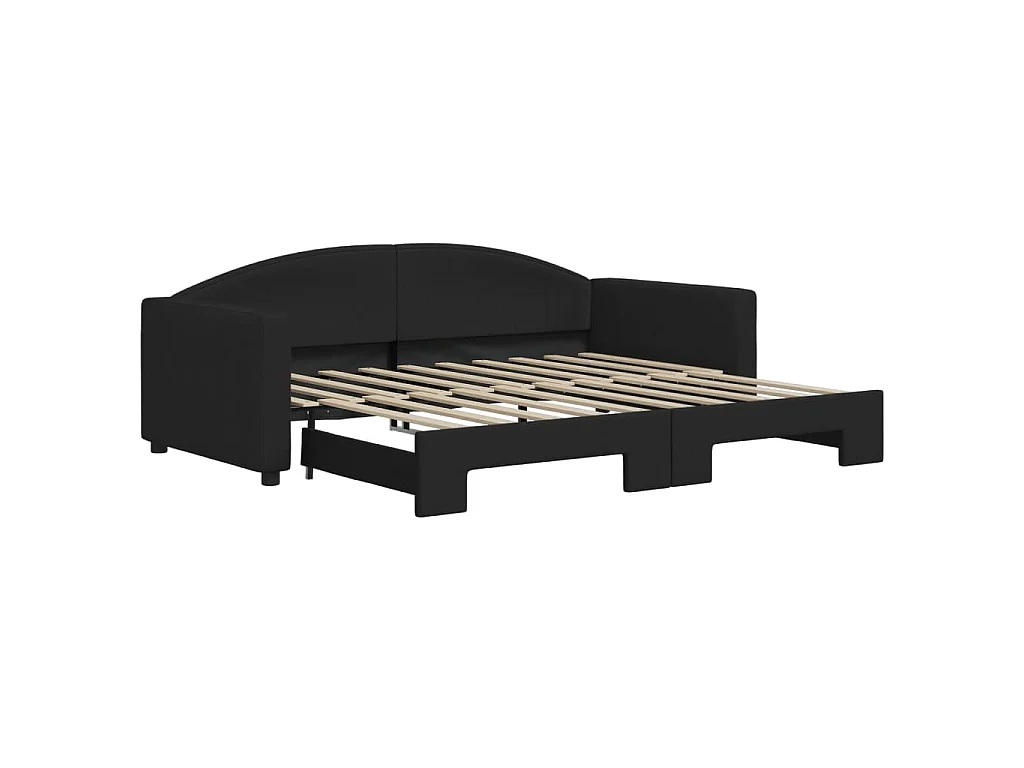 Tagesbett Ausziehbar Schwarz 90x190 cm Stoff